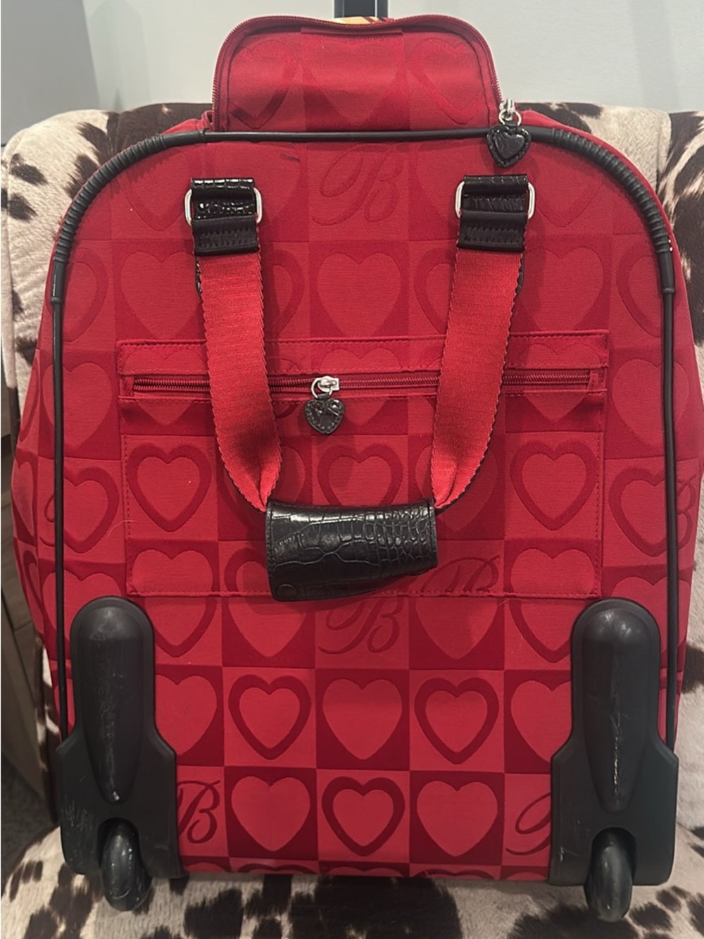 Brighton Red Heart-Pattern Weekender VINTAGE - Picture 4 of 9